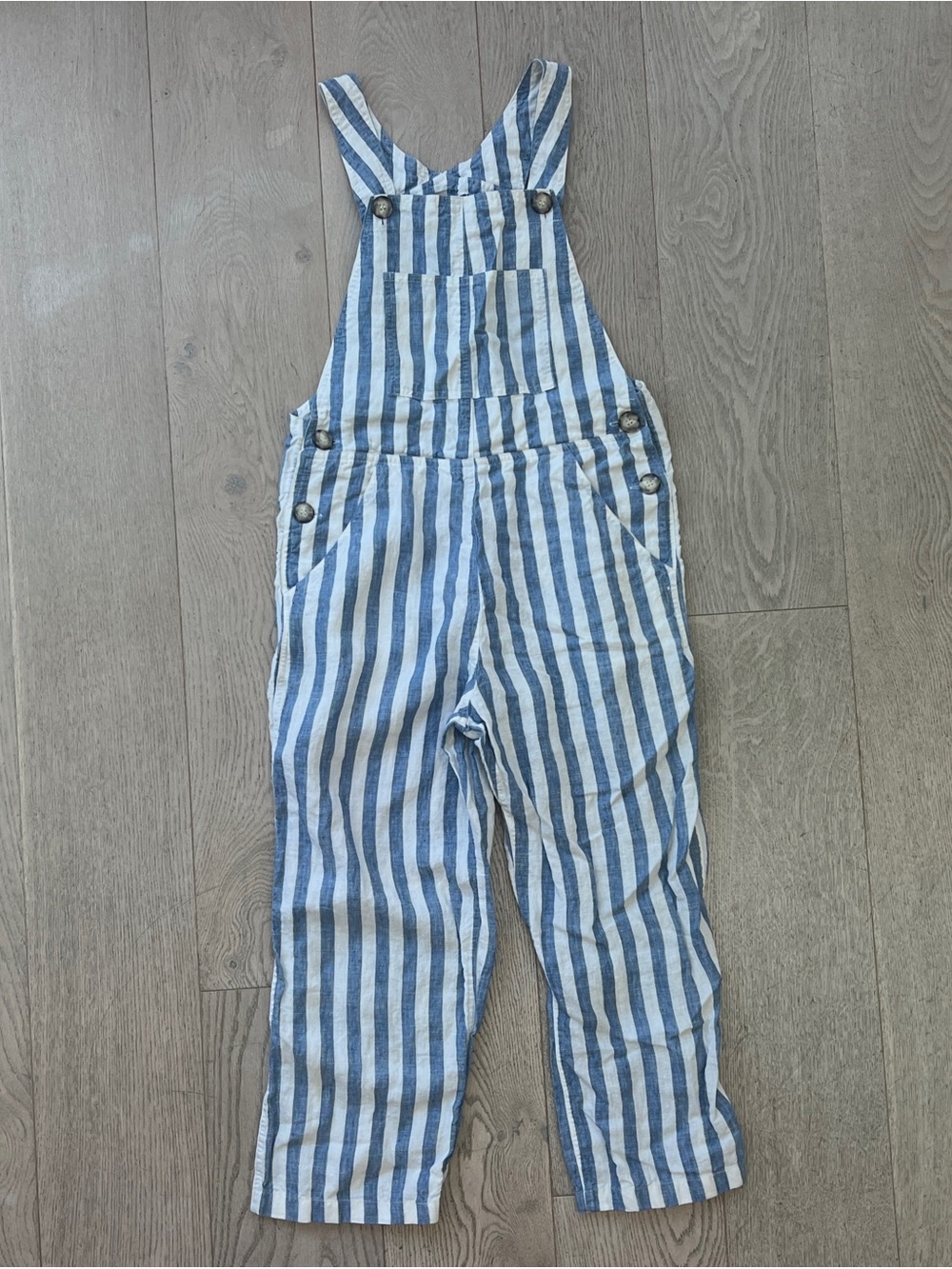Reformation Women’s Size 2 Linen Striped Blue & White Overalls NWOT